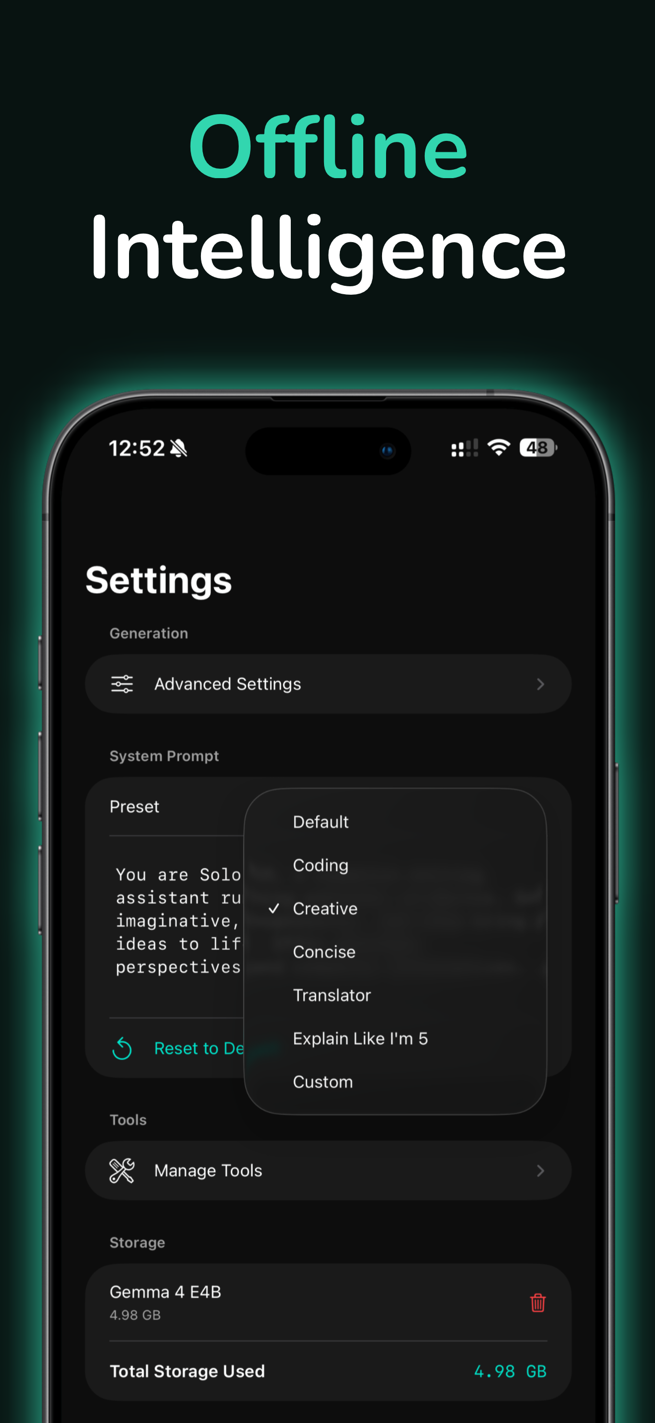 SoloLLM pricing screen showing $2.99 one-time purchase with all models and tools included